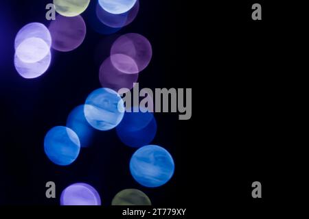 Abstract blue circular bokeh background with space for text Stock Photo