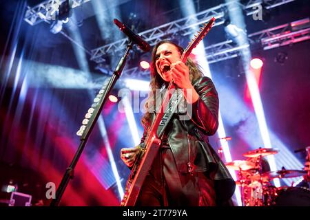 Oslo, Norway. 13th Nov, 2023. The American hard rock band Halestorm performs a live concert at Sentrum Scene in Oslo. Here vocalist and guitarist Lzzy Hale is seen live on stage. (Photo Credit: Gonzales Photo/Alamy Live News Stock Photo