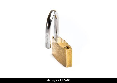 opened lock security isolated on white background Stock Photo - Alamy