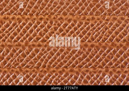 light brown leather texture with horizontal lines for background Stock Photo