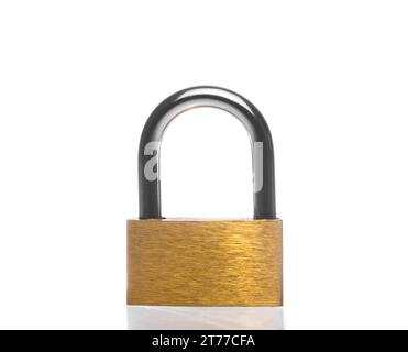 metal padlock on white background Stock Photo