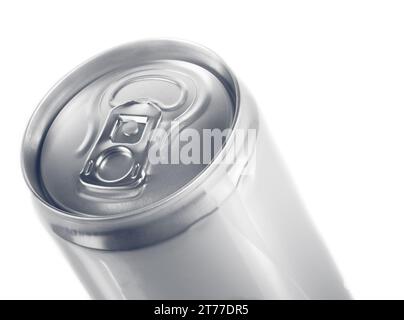 top of metal aluminum beverage drink can on white background Stock Photo