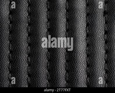 black leather texture with seam, for background Stock Photo