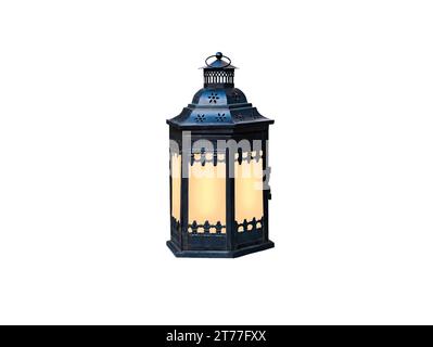 Metal flashlight for a candle isolated on a white background Stock Photo