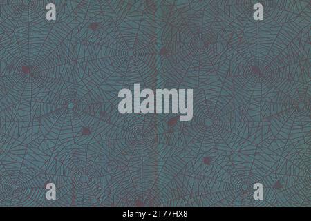 Dark teal and grey background. Spider webs in grey. Stock Photo