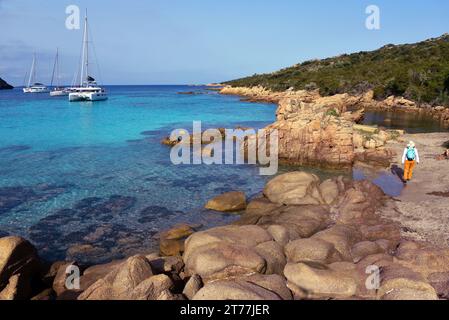footpath along the coast at the beach of Paragan, France, Corsica, Bonifacio Stock Photo