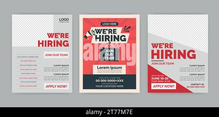 We Are Hiring Flyer. Job recruitment regional sale manager design for companies Stock Vector