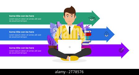 Infographic template with icons and 3 options or steps. Student. Can be used for workflow layout, diagram, banner, webdesign. Vector illustration Stock Vector