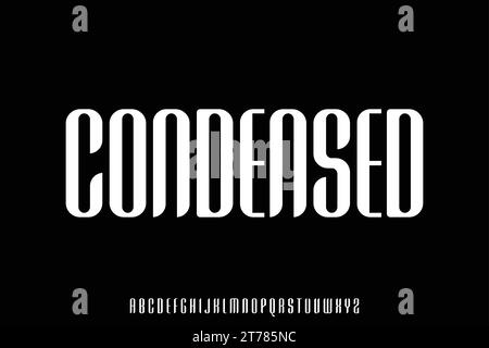 Unique soft condensed alphabet display font vector. Creative tall decorative typography Stock Vector