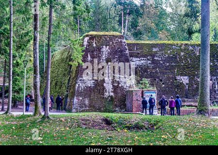 Wolf's Lair is a town of bunkers surrounded by forest, lakes and swamps. This is Adolf Hitler's largest and most recognizable field command. Stock Photo