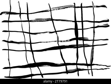 Hand Drawn Dry Brush Grid Pattern. Stock Vector