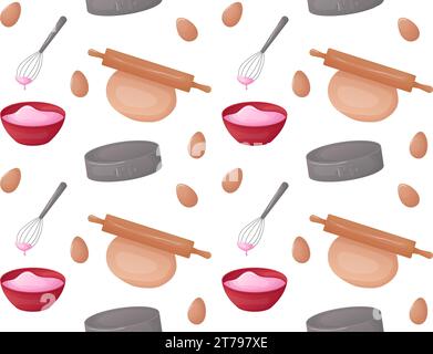 Seamless cake recipe pattern. Background Stock Vector