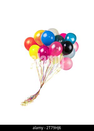flying  balloons isolated on white background Stock Photo
