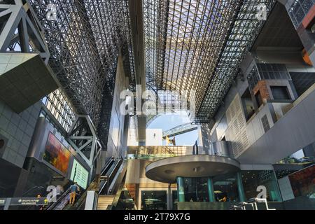 Kyoto, Japan - April 17, 2023: entrance hall of the Kyoto Station. It is a major railway station and transportation hub in Kyoto and the second-larges Stock Photo