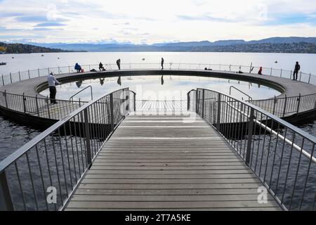 Zurich, Switzerland - 11 December 2022: view at the lake at Tiefenbrunnen near Zurich on Switzerland Stock Photo