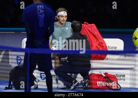Turin - Tennis, Nitto ATP Finals, Greece's Stefanos Tsitsipas, November 14, 2023. Photo Felice Calabro' Editorial Usage Only Stock Photo