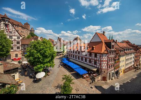 Nuremberg (Nurnberg) Germany, city skyline at old town square and Nuremberg Imperial Castle Stock Photo