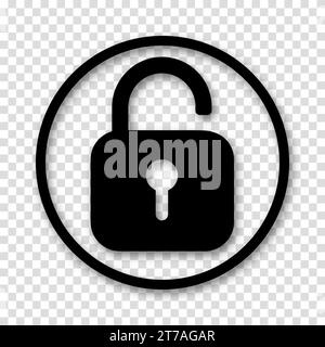 Black unlock padlock icons on a transparent background. Vector ...
