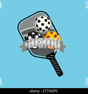 pickleball logo design template in vector form Stock Vector