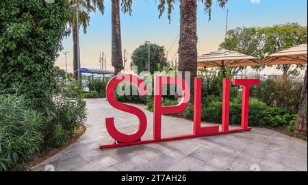 Large Split sign in city center, Croatia. Stock Photo