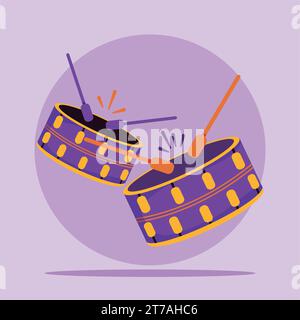 color flat style vector drum set on white background bass tom-tom ride ...