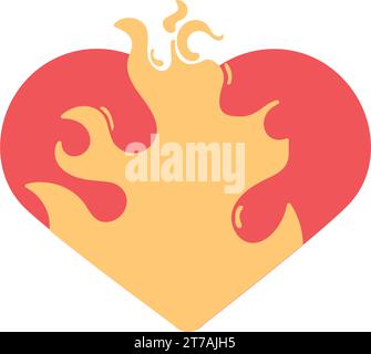 Heart shape in fire. Vector illustration on black background. Valentine ...