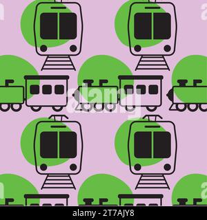 Seamless pattern background with train icons Vector Stock Vector