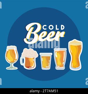 Collection of different beer glasses and mugs Drink beer Vector Stock Vector