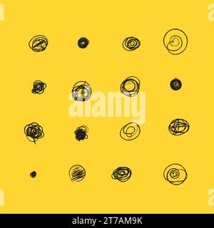 Collection black shapes dots and drops. Set of hand drawn doodle circles in a grunge style. Scribble doodle circle and point. Vector illustration for Stock Vector