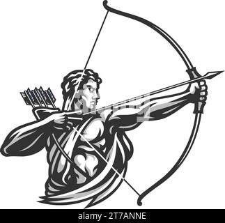 A Greek Young Archer with Bow and Arrow Stock Vector