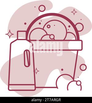 Isolated bucket with bubbles and a liquid soap bottle icon Vector Stock Vector
