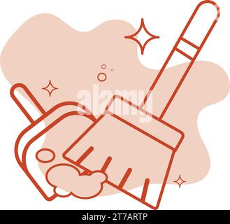Isolated wooden broom and dustpan icon Vector Stock Vector