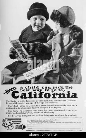 1927 Santa fe rail travel to California ad Stock Photo