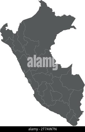 Vector blank map of Peru with departments, provinces and administrative divisions. Editable and clearly labeled layers. Stock Vector