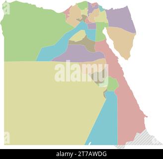 Vector blank map of Egypt with governorates or provinces and administrative divisions. Editable and clearly labeled layers. Stock Vector
