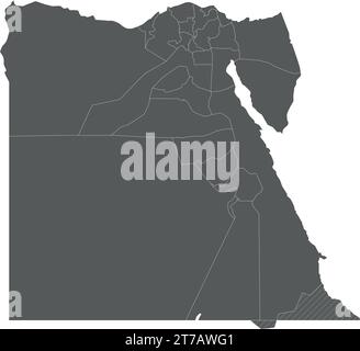 Vector blank map of Egypt with governorates or provinces and administrative divisions. Editable and clearly labeled layers. Stock Vector