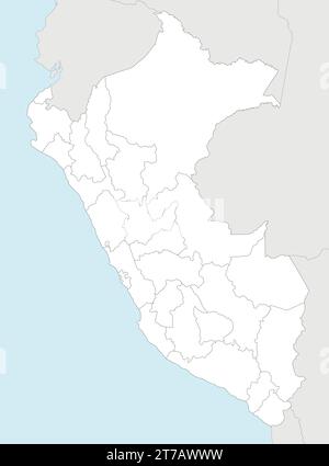 Vector map of Peru with departments, provinces and administrative ...