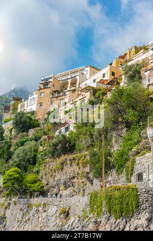 Amalfi Coast viewed from the sea Stock Photo