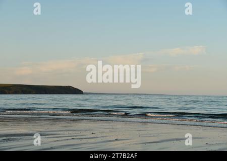 Sunset over the sea, Clonea Beach, Co. Waterford, Ireland Stock Photo