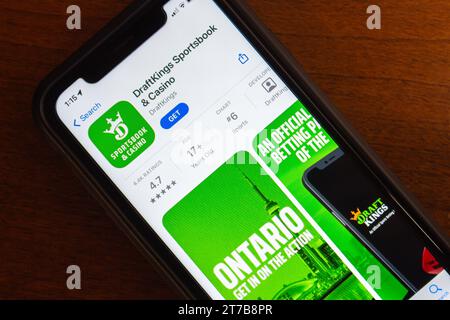 DraftKings app seen in App Store in iPhone screen DraftKings is an US DraftKings app seen in App Store in iPhone screen DraftKings is an US