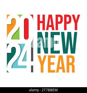 Happy new year 2024 greeting vector. Happy new year 2024 background vector image Stock Vector
