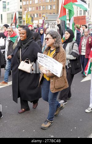 Cardiff, Wales 11th Nov 2023.  March for Palestine.  Peaceful protest march through Cardiff City Centre. Stock Photo