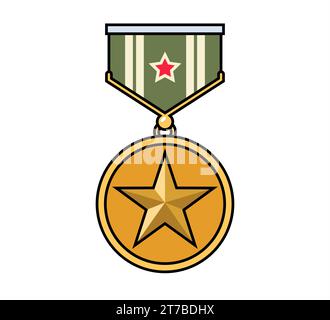 color icon military medal. flat vector illustration. Stock Vector