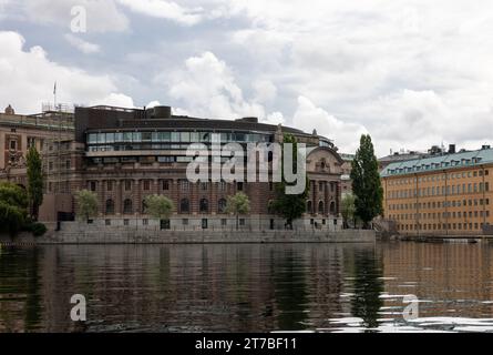 Stockholm, Sweden - July 25, 2023: Parliament of Sweden - governmental building at Helgeandsholmen island in Stockholm Stock Photo