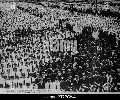 An image from the 1934 Eucharistic Congress in Melbourne, Australia. The image shows a section of the estimated 40,000 children who attended the Children’s Mass Stock Photo