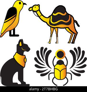 Set of colored egypt icons Vector Stock Vector