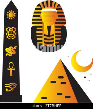 Set of colored egypt icons Vector Stock Vector