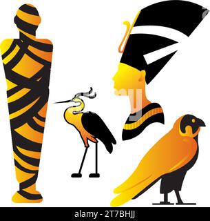 Set of colored egypt icons Vector Stock Vector