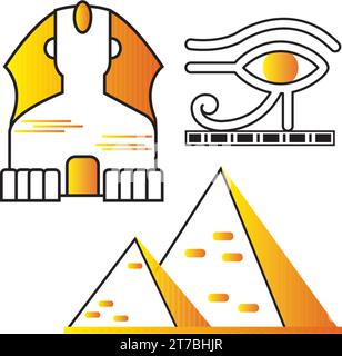 Set of colored egypt icons Vector Stock Vector