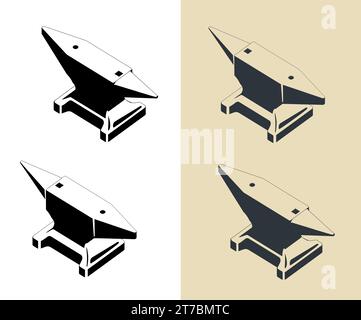 Stylized vector illustrations of anvil Stock Vector